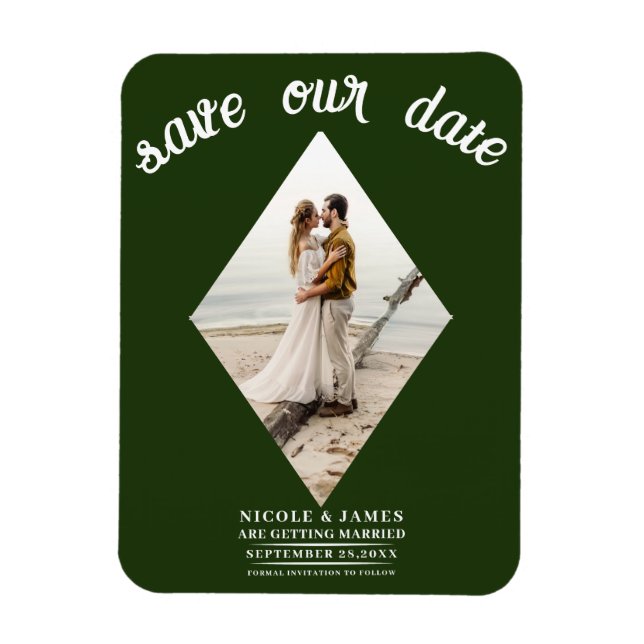 Emerald Green Diamond Foto Wedding Save the Date Magnet (Vertikal)
