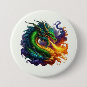 Emerald Green Dragon Breaating Fire Button