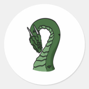 Emerald Green Dragon Fantasy Emblem Runder Aufkleber