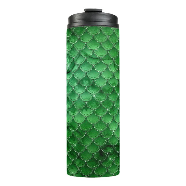 Emerald Green Dragon Scanner Muster Thermosbecher (Vorderseite)