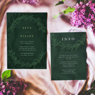 Emerald Green Dramatic Wedding Information RSVP Karte