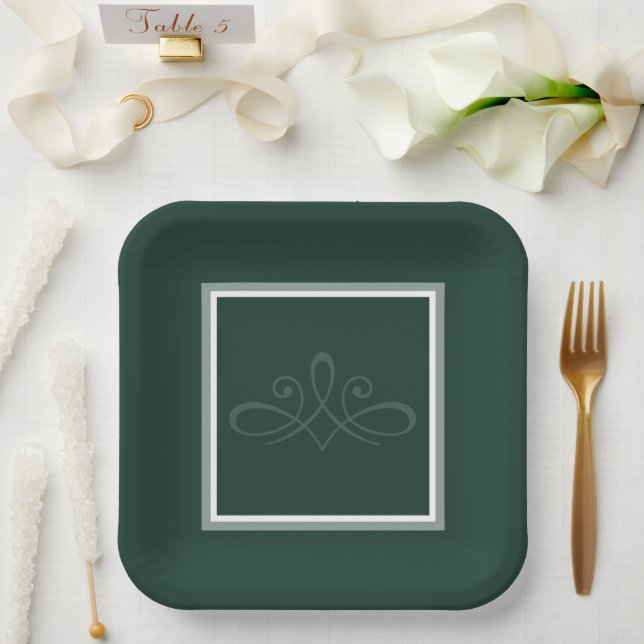 Emerald Green Einladungspapier-Teller Pappteller (Hochzeit)