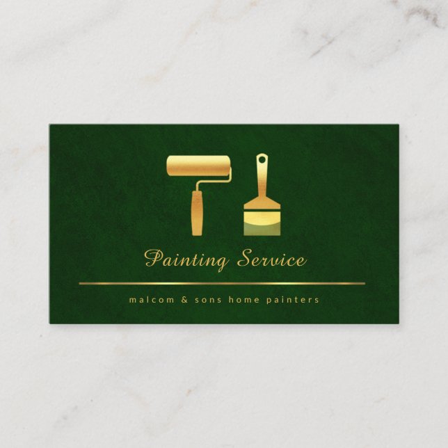 Emerald Green Elegance Gold Brushes Visitenkarte (Vorderseite)