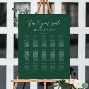 Emerald Green Elegant 15 Tabelle Seating Chart Poster
