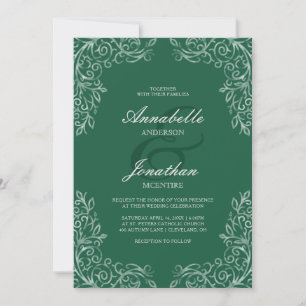 Emerald Green élégant faire-part de mariage en den