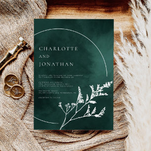 Emerald Green Elegant Greenerity Wedding Einladung