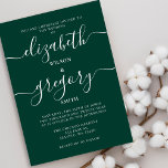 Emerald Green Elegant Moderne Hochzeit Einladung<br><div class="desc">Rustikale,  einfache Smaragdgrüne Elegant Moderne Kalligrafie Einladungen für Hochzeiten</div>