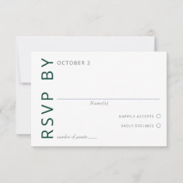 Emerald Green Elegant Moderne Minimalistische Hoch RSVP Karte