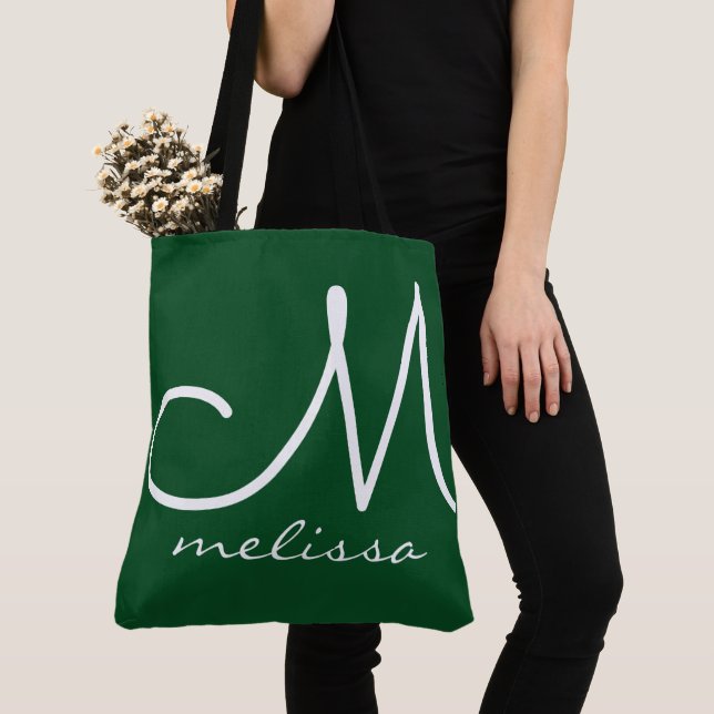 Emerald Green Elegant Sac fourre-tout Avec Son Nom (De près)