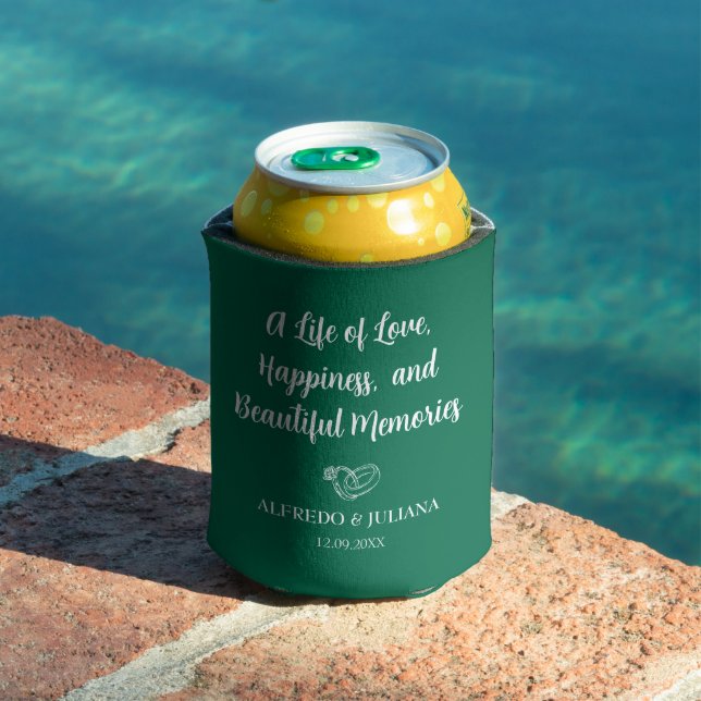 Emerald Green Elegant Wedding Cheers to Liebe Can Dosenkühler (In Situ Pool)