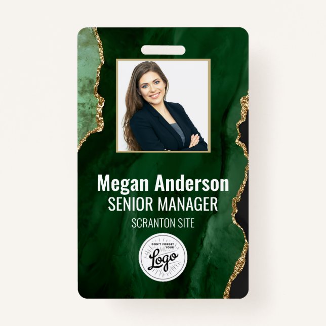 Emerald Green Employee Foto ID Abzeichen Ausweis (Vorderseite)