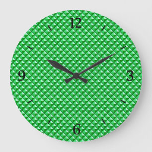 Emerald green, enamel look, studded grid große wanduhr