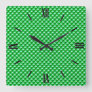 Emerald green, enamel look, studded grid quadratische wanduhr