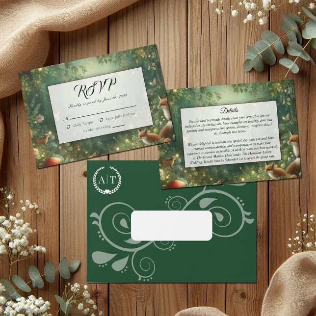 Emerald Green Enchanted Forest Wedding Begleitkarte (Von Creator hochgeladen)