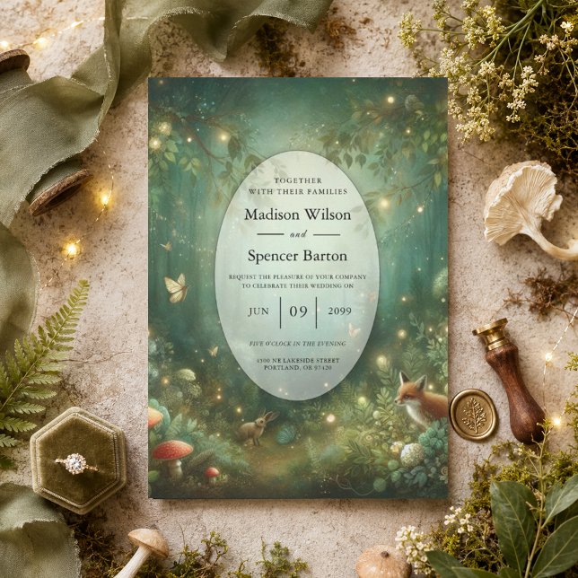 Emerald Green Enchanted Forest Wedding Einladung (Von Creator hochgeladen)
