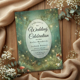 Emerald Green Enchanted Forest Wedding Einladung