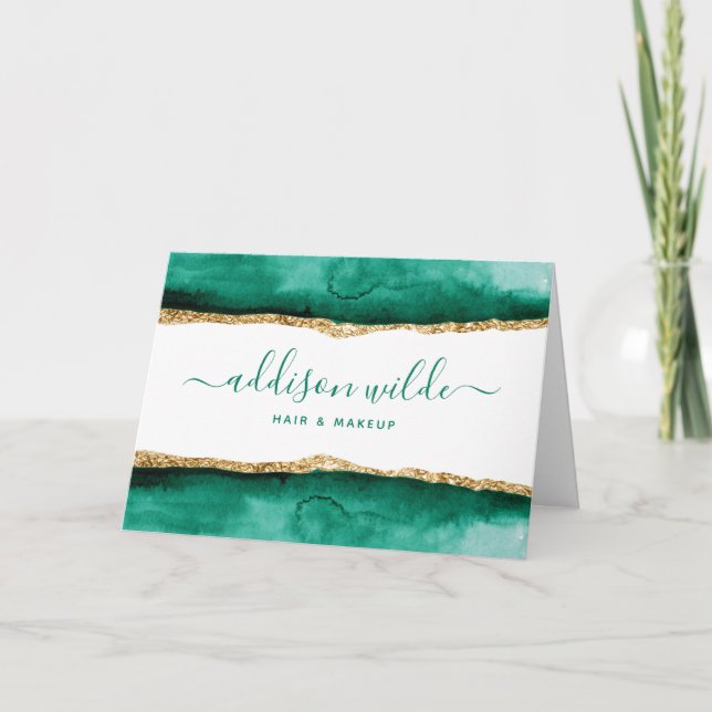 Emerald Green Et Gold Client Carte de remerciement (Devant)