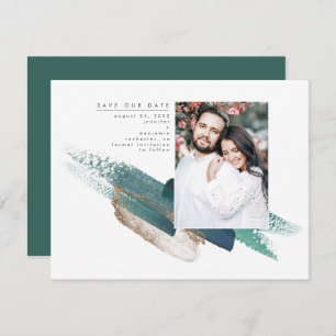 Emerald Green et Gold Modern Save the Date Photo