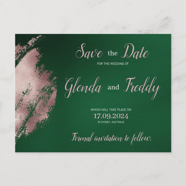 Emerald Green et Rose Gold Enregistrer la carte Da (Devant)