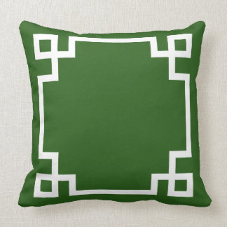 Emerald Green et White Grey Key Motif Coussin