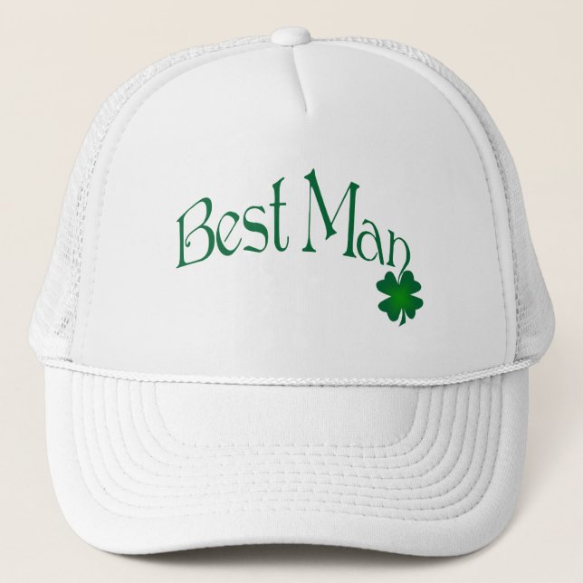 Emerald Green et White Shamrock Best Man Casquette (Devant)
