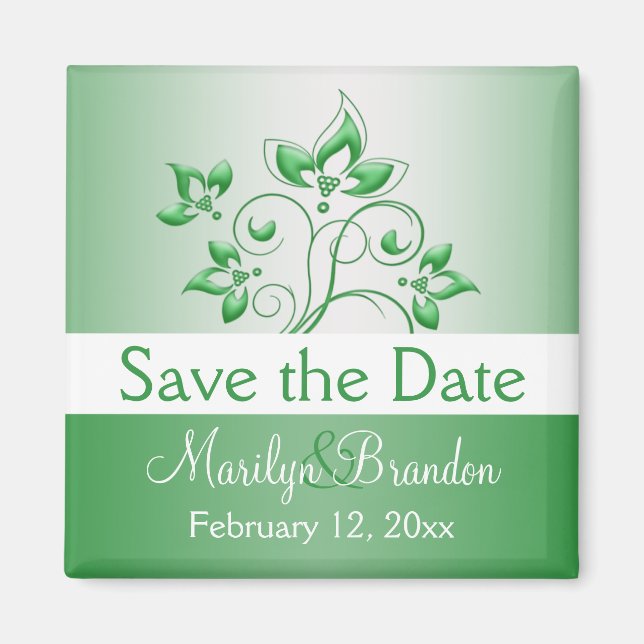 Emerald Green et White Wedding Favor Magnet (Devant)