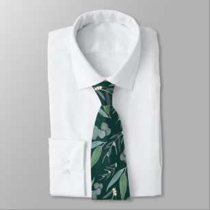 Emerald Green Eucalyptus Greenery Pattern Krawatte