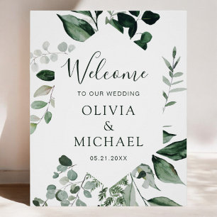 Emerald Green Eucalyptus Greenery Wedding Poster