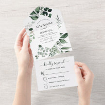 Emerald Green Eucalyptus Greenery Wedding RSVP