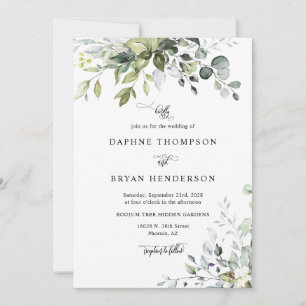 Emerald Green Eucalyptus Wedding QR Code Foto Einladung