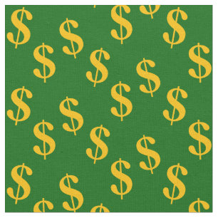 Emerald Green Fabric mit Gold-Dollar-Zeichen Print Stoff