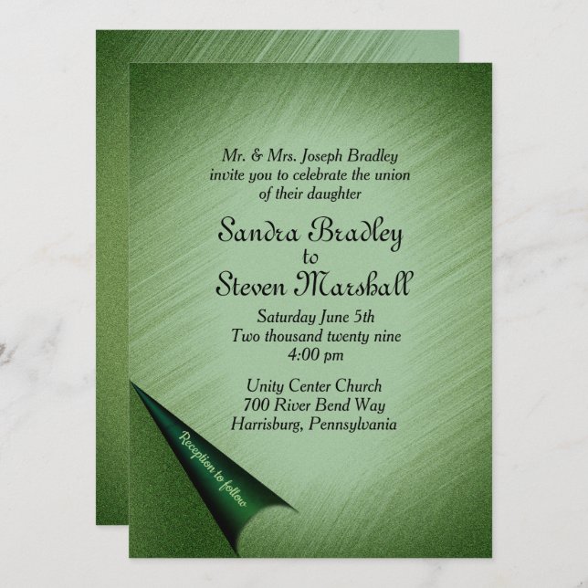 Emerald Green Faire-part de mariage (Devant / Derrière)