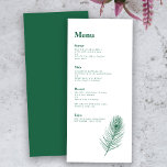 Emerald Green Feather Modern Wedding Menu Card Menükarte<br><div class="desc">Die Minimal Design Wedding Day Menu Karte bietet eine elegante Pfauenfeather Linie Kunstillustrierung mit einem smaragdgrünen Farbthema. Modernes und sauberes typografisches Design, dieses Stück ist bereit für Sie, um mit Ihren Menüdetails anpassen. Als Teil eines ständig wachsenden Sortiments an Schreibwaren besuchen Sie bitte die Emerald Green Peacock Feather Wedding Suite...</div>