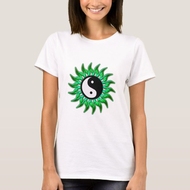 Emerald Green Flaming Yang Sun T-Shirt (Vorderseite)