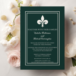 Emerald Green Fleur de Lis Faire-part de mariage