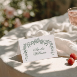 Emerald Green Floral Boho Chic Wedding Place Cards Tischnummer