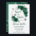 Emerald Green Floral Butterflies Sweet 16 Birthday Save The Date<br><div class="desc">Personalisieren Sie diesen hübsch smaragdgrünen Blumenstrauß Quinceañera / Sweet 16 Geburtstag Save the Date einfach und schnell. Mit eleganten smaragdgrünen Blume, Schmetterlingen und Silberelementen. Klicken Sie einfach auf die Schaltfläche Bearbeiten mithilfe von Entwurfswerkzeugen, um Text, Wortlaut, Stil des Schriftartes, Größe des Schriftartes, Farbe des Schriftartes weiter zu bearbeiten, mehr Text...</div>