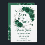 Emerald Green Floral Butterflies Sweet 16 Birthday Save The Date<br><div class="desc">Personalisieren Sie diesen hübsch smaragdgrünen Blumenstrauß Quinceañera / Sweet 16 Geburtstag Save the Date einfach und schnell. Mit eleganten smaragdgrünen Blume, Schmetterlingen und Silberelementen. Klicken Sie einfach auf die Schaltfläche Bearbeiten mithilfe von Entwurfswerkzeugen, um Text, Wortlaut, Stil des Schriftartes, Größe des Schriftartes, Farbe des Schriftartes weiter zu bearbeiten, mehr Text...</div>