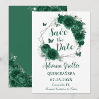 Emerald Green Floral Butterflies Sweet 16 Birthday