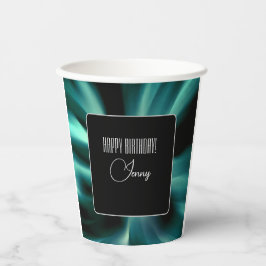 Emerald Green Floral - Custom Black Accent Pappbecher