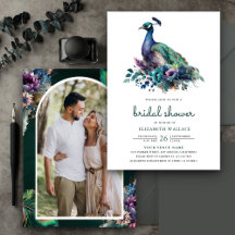 Emerald Green Floral Peacock Foto Brautparty