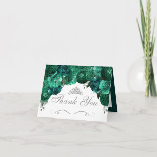 Emerald Green Floral Quinceanera Vielen Dank für I Einladung