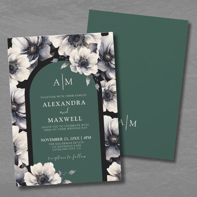 Emerald Green Floral Wedding Einladung (Emerald Green Floral Wedding Invitation)