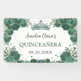 Emerald Green Floral Willkommen Quinceañera Hinter Banner
