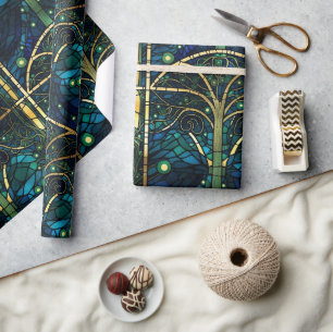 Emerald Green Forest Imitate verkleben Glasmuster Geschenkpapier