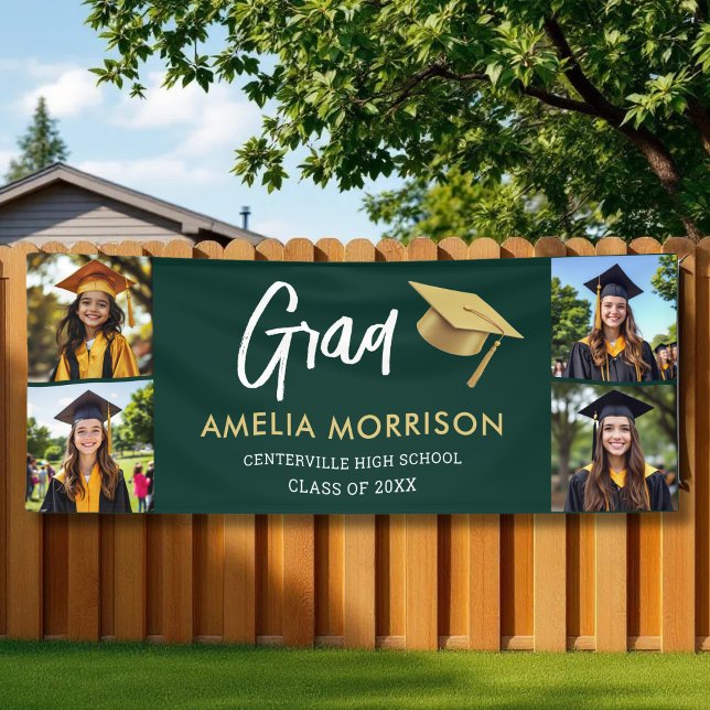 Emerald Green Foto Collage Graduate Abschluss Banner (Von Creator hochgeladen)