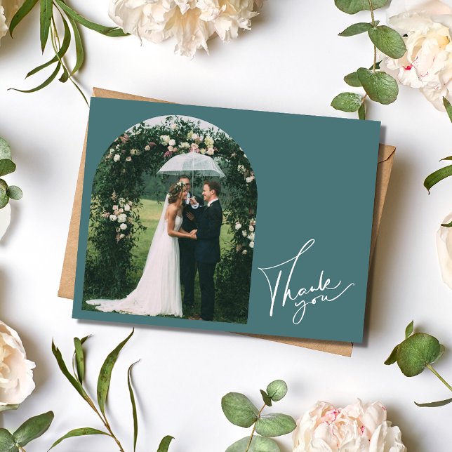 Emerald Green Foto Wedding Vielen Dank Postkarte (Emerald Green Photo Wedding Thank You Postcard)