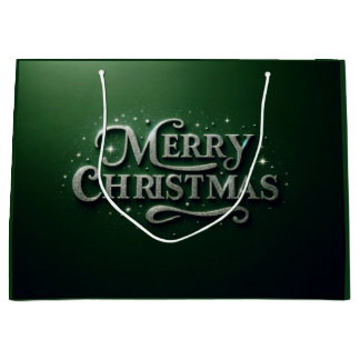 Emerald Green "Frohe Weihnachten" Geschenktasche Große Geschenktüte