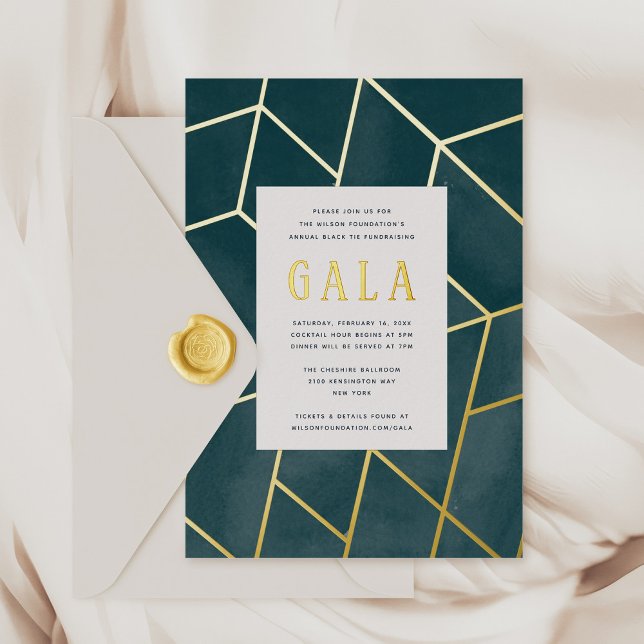 Emerald Green Geometric Gala Gold Foil Einladung (Emerald Green Geometric Gala Gold Foil Invitation)