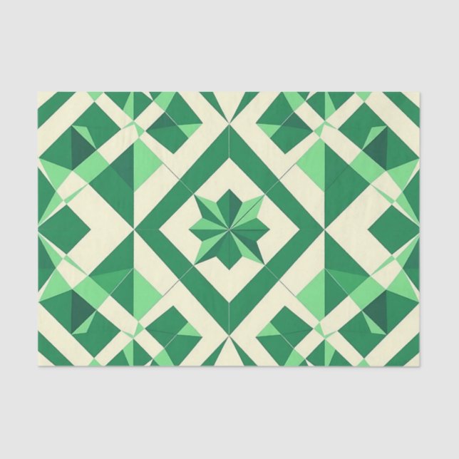 Emerald Green Geometric Star Pattern Seidenpapier (Vorderseite)